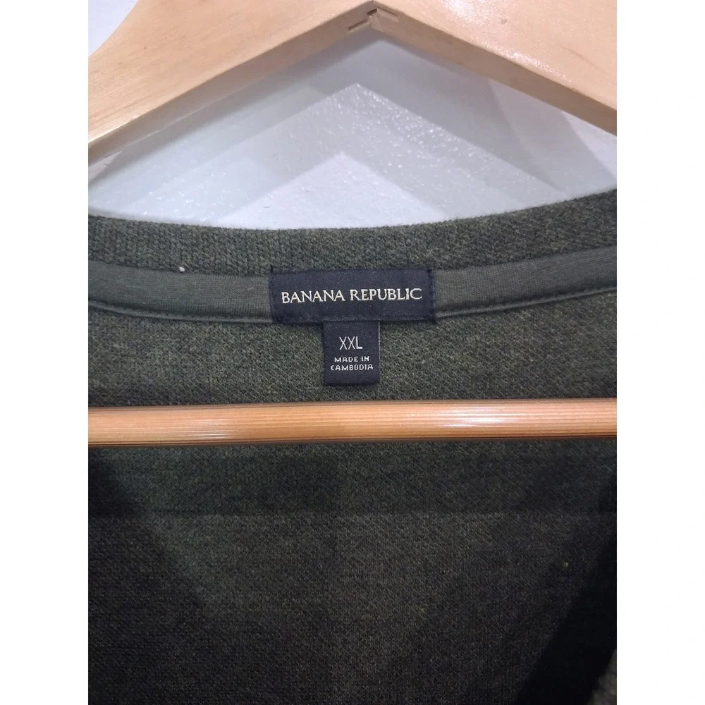 Banana Republic Mens XXL Olive Green Raglan Crewneck Sweatshirt Textured Knit